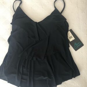 NWT Black Tankini Swim Top - L